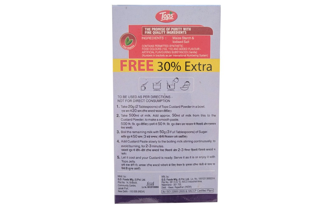 Tops Vanilla Custard Powder    Box  130 grams